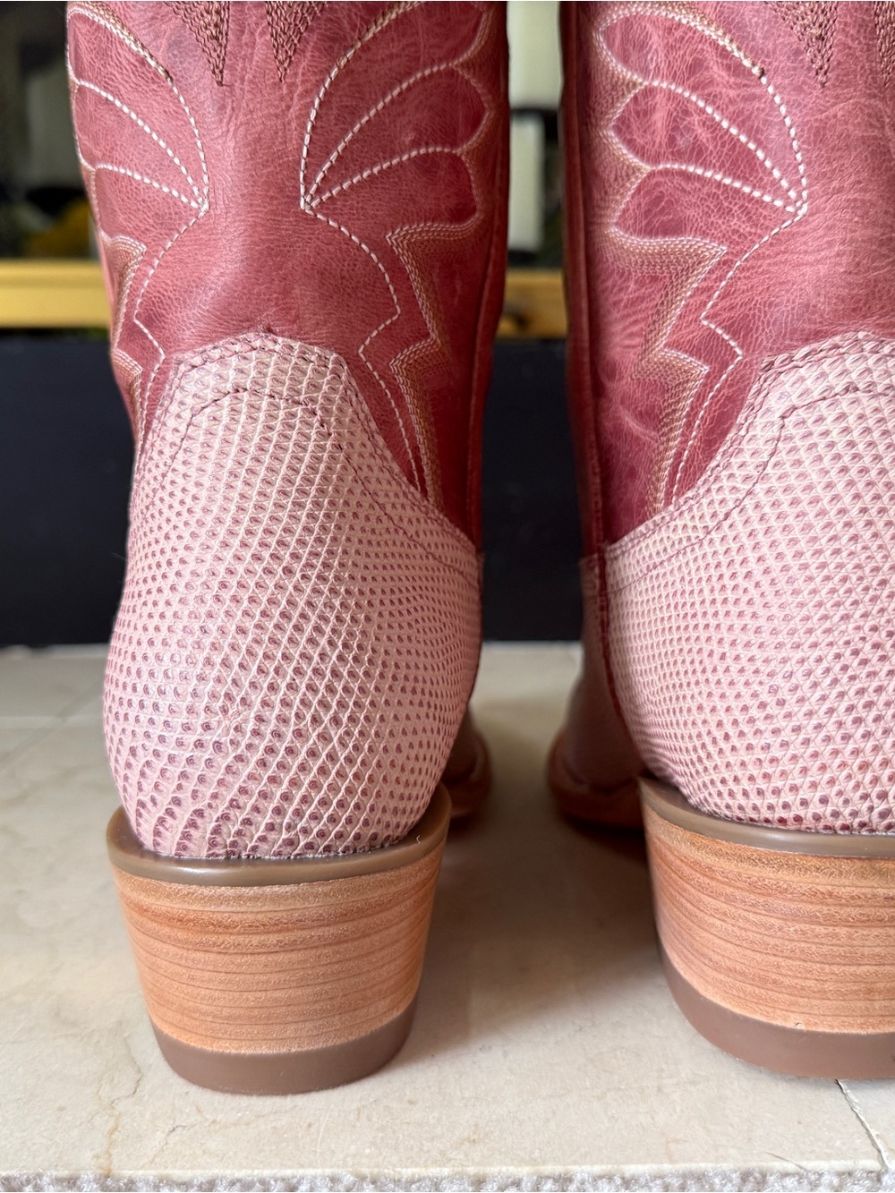 Tecovas The Abby Pink Frost Lizard Woman’s Boot Size 7 - Picture 8 of 11